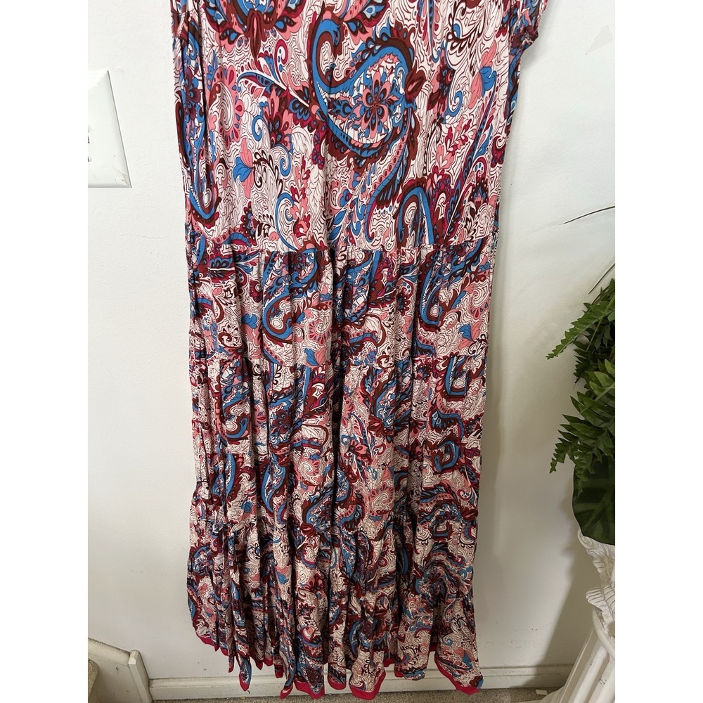 Soft Surroundings Kara Dress XL Framboise Paisley Tiered Boho Maxi Cottagecore - Picture 4 of 7